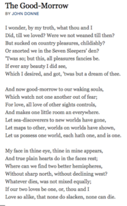 John Donne The good morrow 